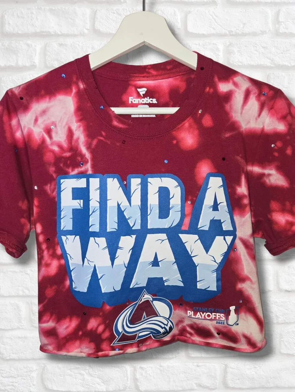 Colorado Avalanche Crop Top W/Rhinestones - Picture 2 of 6